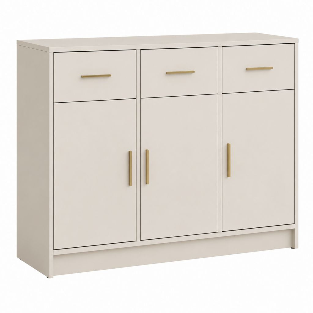 Croyance en acier beige avec 3 portes et 3 tiroirs, 120 × 40 × 100 cm