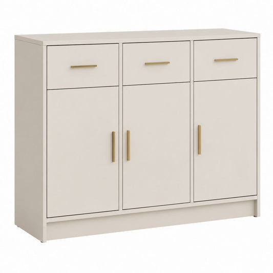 Croyance en acier beige avec 3 portes et 3 tiroirs, 120 × 40 × 100 cm