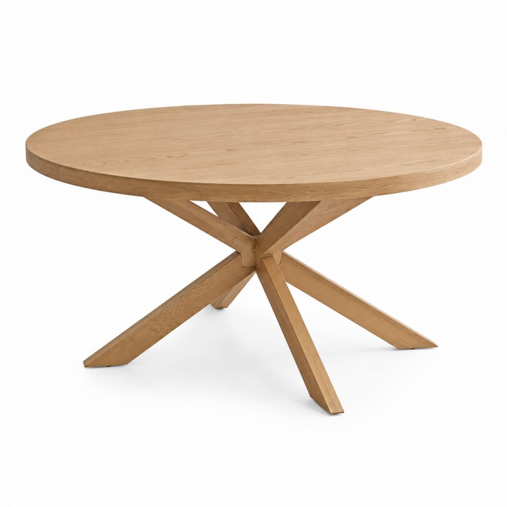 Table ronde en chêne massif naturel Ø 130 × H 76 cm